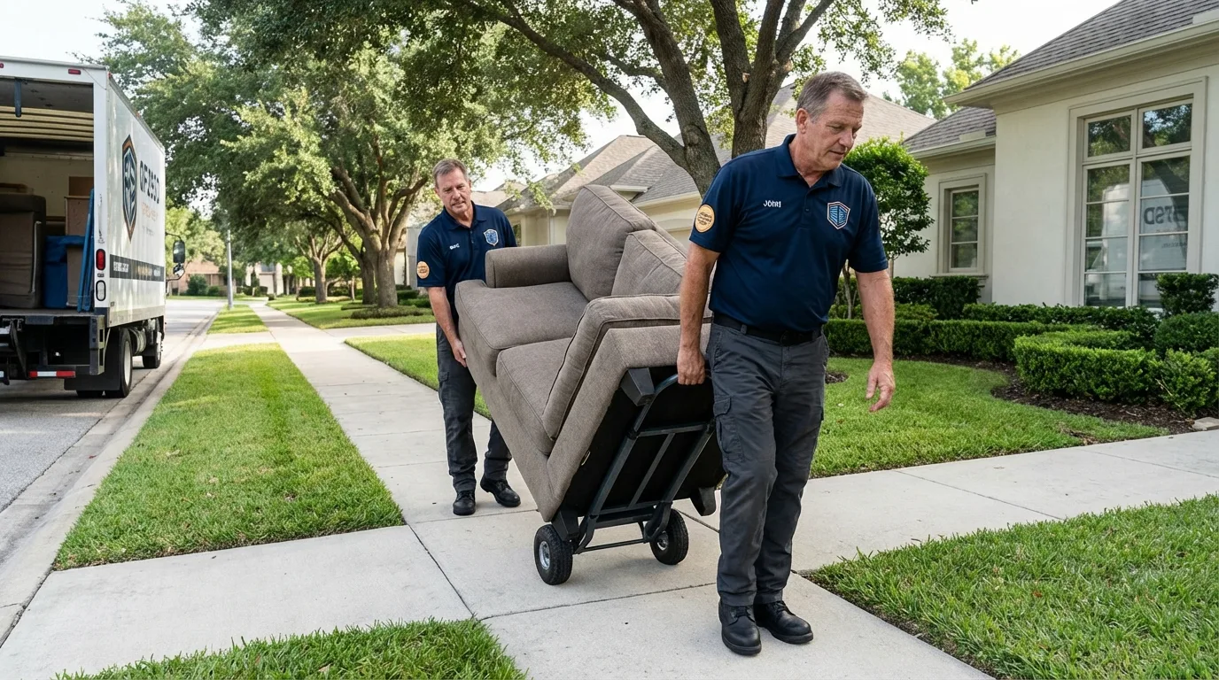 Local residential moving crew loading furniture in Seabrook, NH